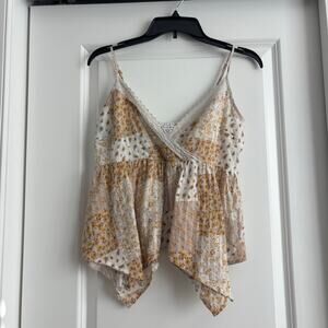 American Eagle Patchwork Babydoll Handkerchief Tank Top Boho Bandana Camisole SP